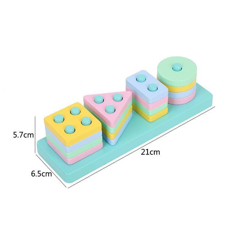 Mainan Edukasi Anak Basic Shape Kayu Balok Geometri Puzzle 3D Montessori Sensory Xylophone Jam Angka-4 SHAPE MACAROON
