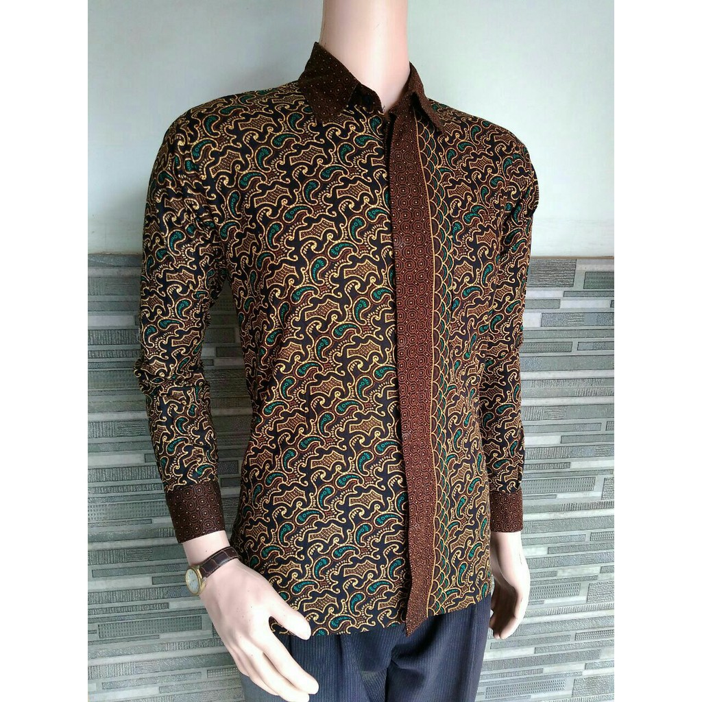 BSWART BATIK HRB026 Kenongo Hem Pendek Padi Pekalongan M L XL Batik Pria MURAH