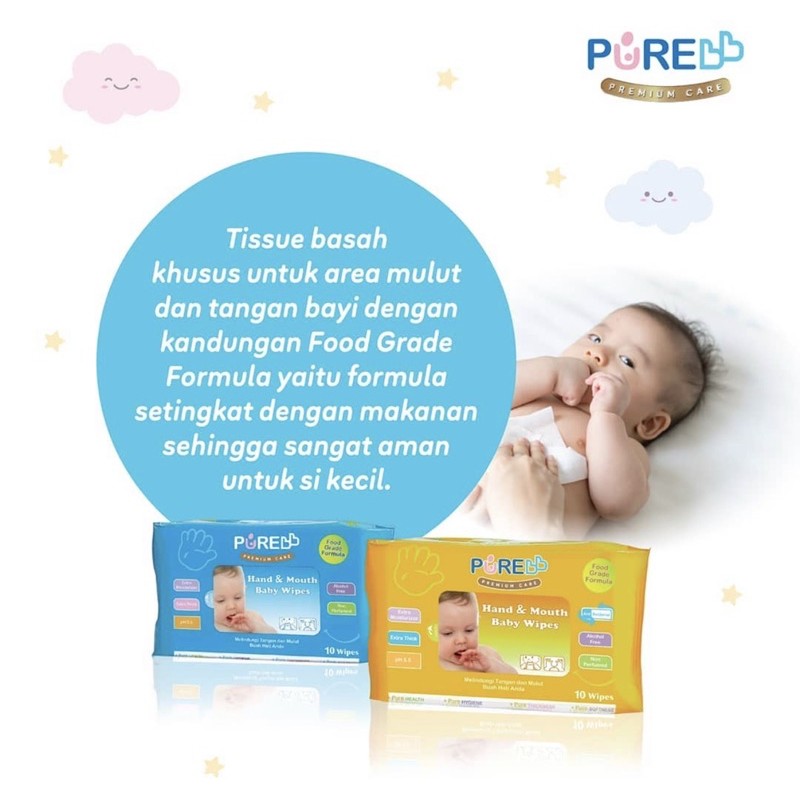 PureBb Wipes Hand and Mouth 60s Aloevera - Tisu Basah isi 2 Gratis 1