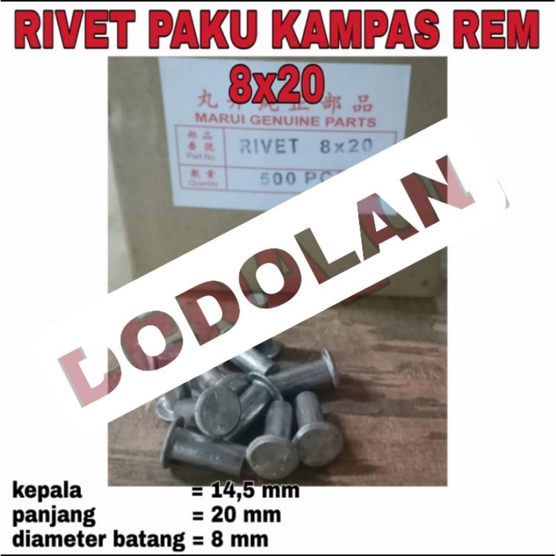 PAKU RIVET PAKU KAMPAS REM 8X20 MARUI