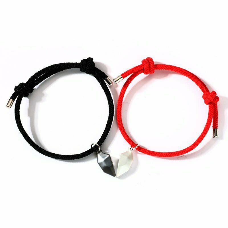 2pcs Gelang Batu Magnetik Bentuk Hati Untuk Wanita