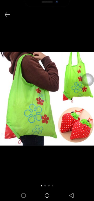 Travelmate Tas Belanja Serbaguna Lipat Strawberry Baggu Bag Bisa Jadi Besar