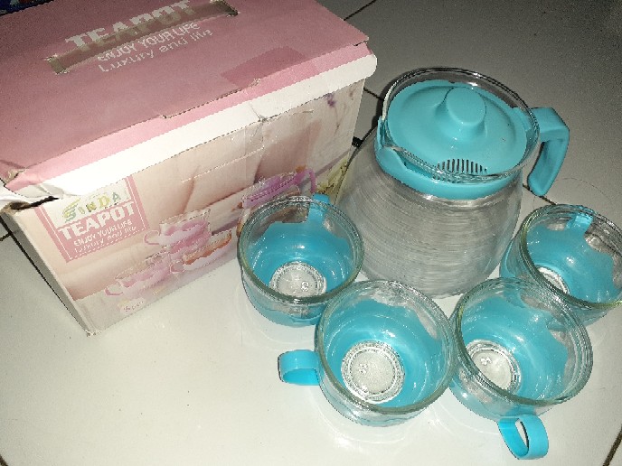 Teapot Set 5 In 1 Tea Pot Kaca Teko Teh