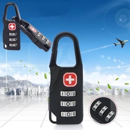 Gembok TRAVELLING HANGOUT SWISS / Gembok Portable KODE DIGIT ANGKA MURAH / Gembok Hitam SWISS MURAH / Gembok Portable SWISS HITAM RINGAN DAN KUAT / GEMBOK JALAN - JALAN MERK SWISS / GEMBOK KODE TIGA ANGKA PORTABLE  SWISS MURAH / GEMBOK HITAM COMPACT SWISS