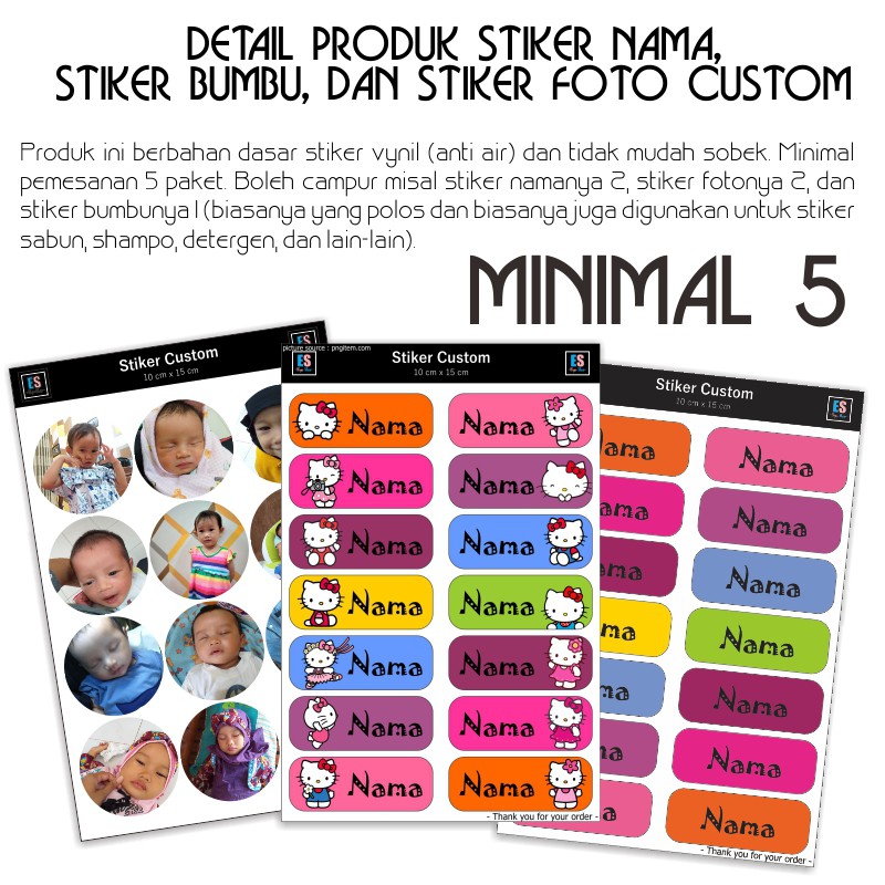 STIKER NAMA, STIKER BUMBU, DAN STIKER FOTO CUSTOM