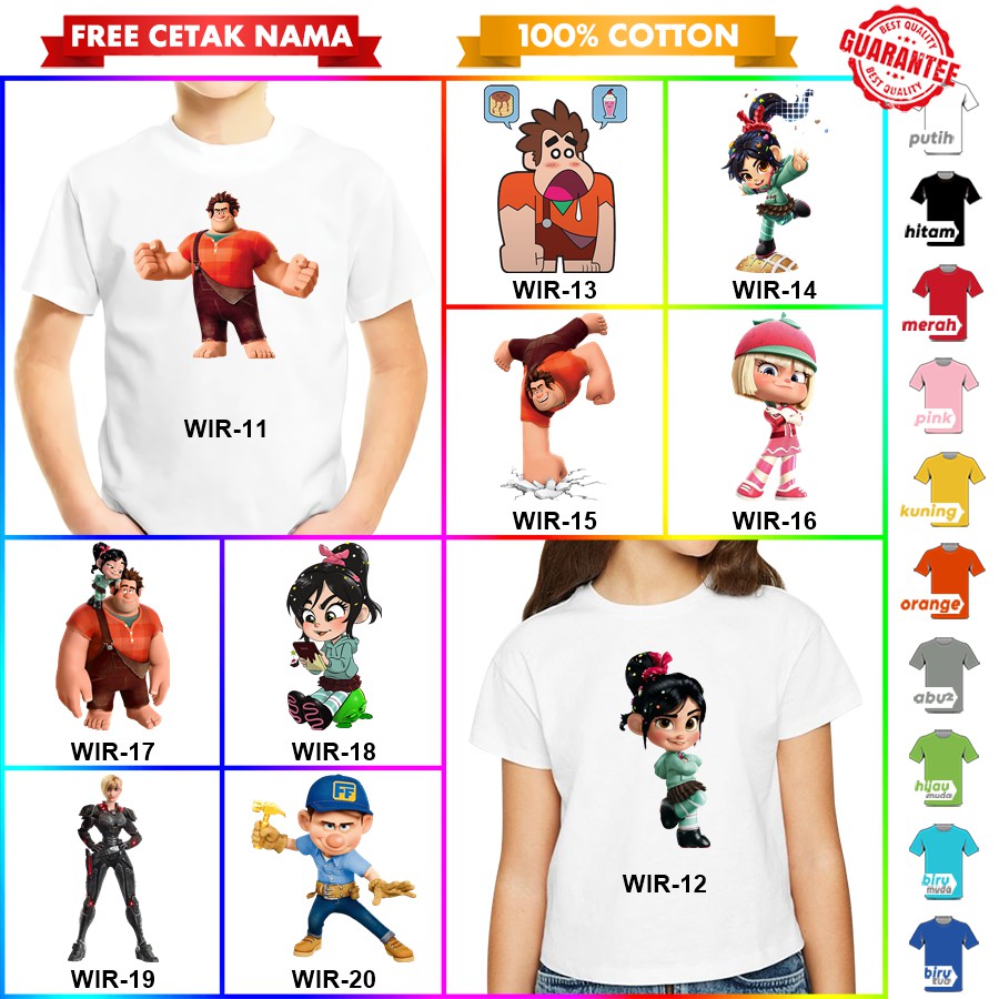 [FREE NAMA!!] Baju Kaos ANAK DAN DEWASA WRECK IT RALPH BANYAK MOTIF