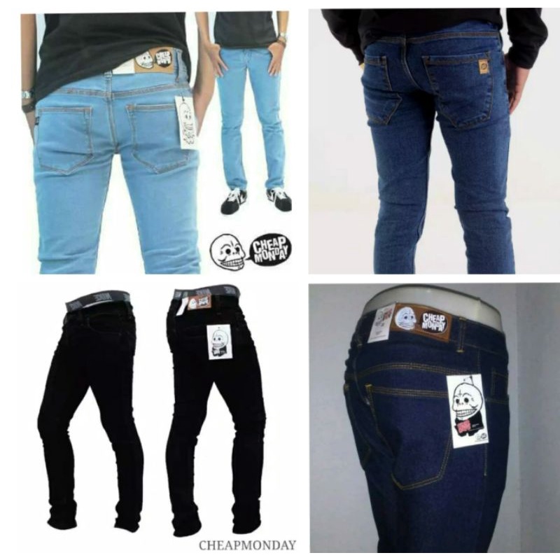 Celana Jeans slim fit Cheap Monday Slimfit Hitam size 27 - 36 Bisa COD