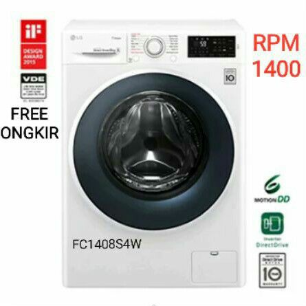 Mesin Cuci Otomatis LG 8kg Bukaan Depan FC1208S4W