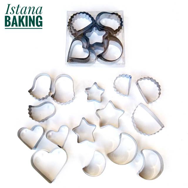 15Pcs Cutter Cetakan Kue Kering Nugged 5 Motif Putri Salju Bunga Bintang Love Bintang