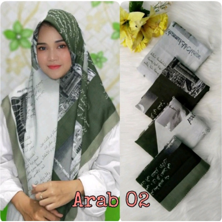 Hijab Segiempat Motif Koran arab / arabic premium / Kerudung voal best seller-ARAB 02