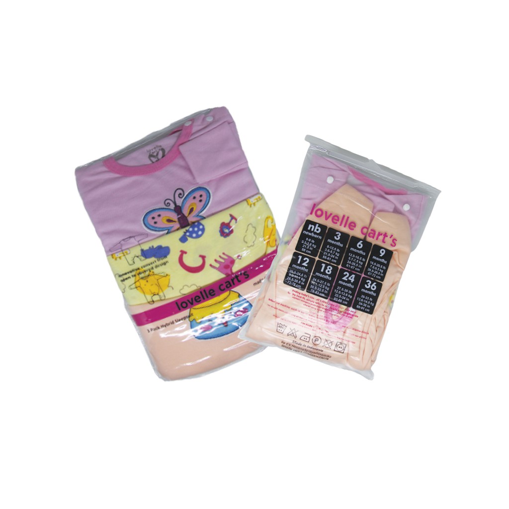 Lovelle cart's Sleepsuit 3in1 Bayi laki -laki/ Bayi perempuan Buka Tutup Tangan Kaki(SNI)