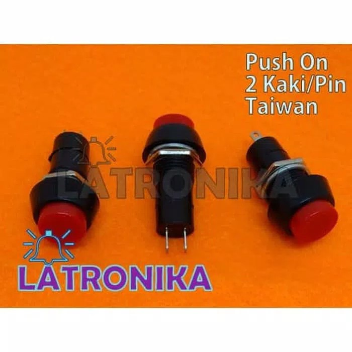 Jual Switch Taiwan Push On Button Saklar Tombol Bulat 2 Kaki Merah