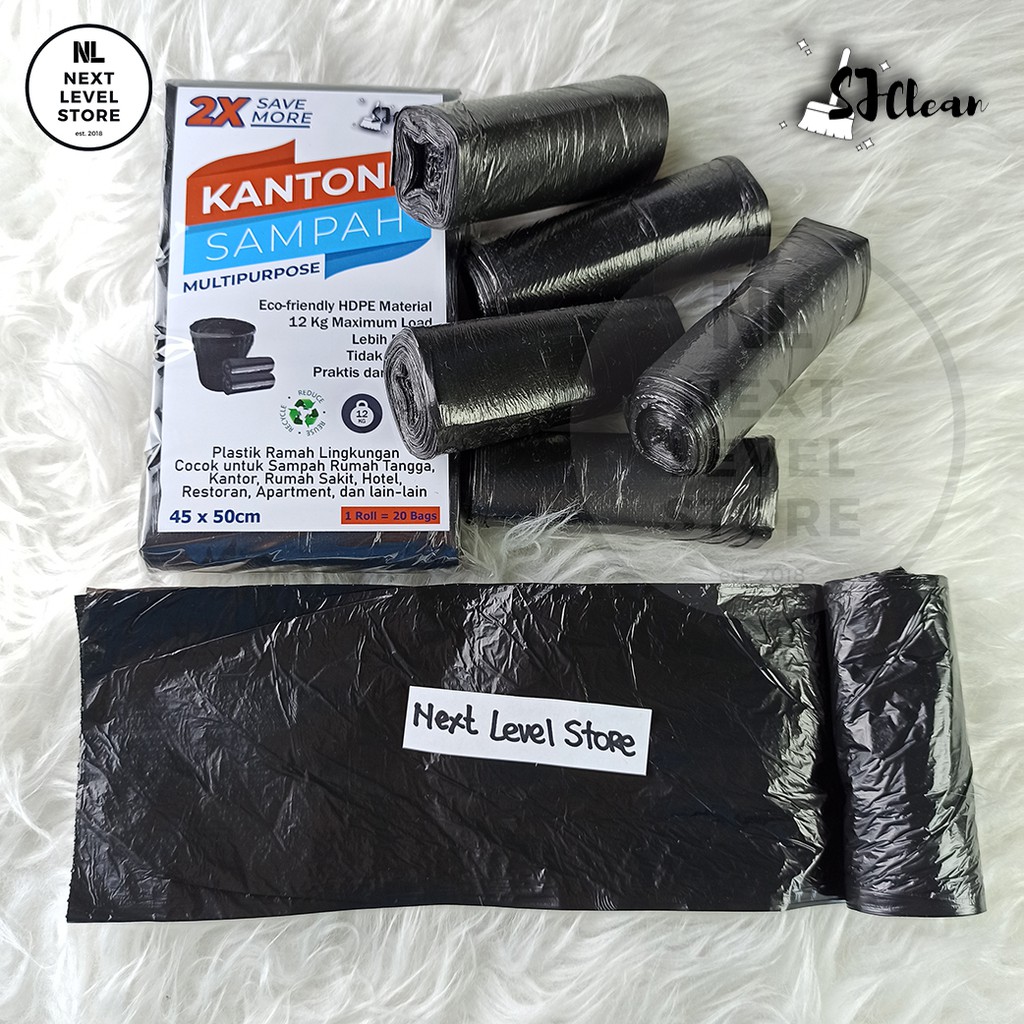 SJclean Kantong Sampah  20 pcs  Tebal 20 μm Premium Trash Garbage Bag Uk. 45 x 50 Original Kresek