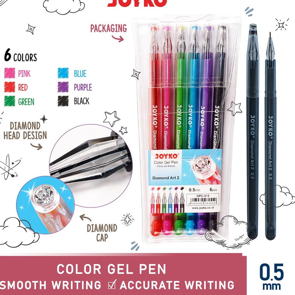 

Flash Sale Color Gel Pen Pena Jel Warna Joyko GPC-315 Diamond Art2 6 Warna 0.5 mm