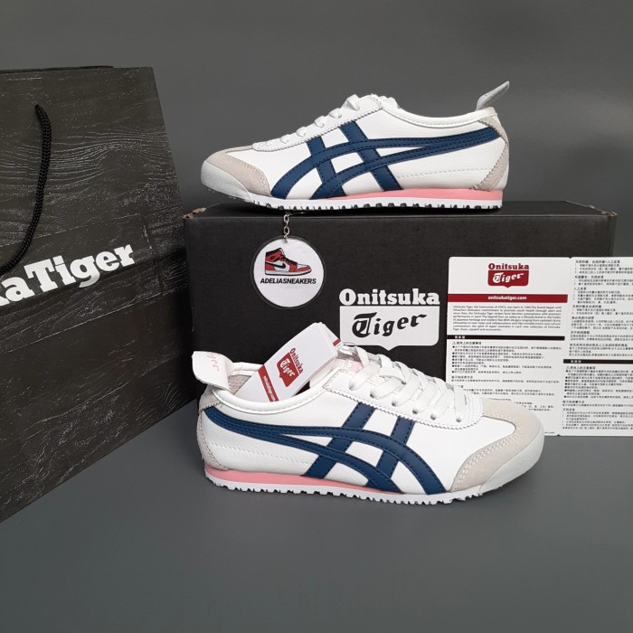 Sepatu Onitsuka Tiger Mexico White Navy Pink Original Qulity Wanita - 40