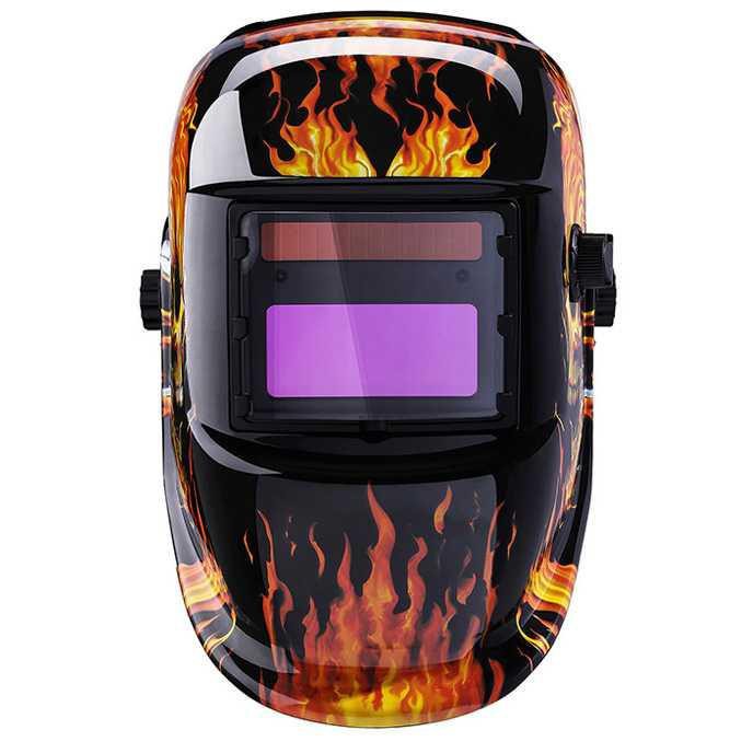 DEKO Helm Las Otomatis Auto Darkening Welding Helmet - MZ224 [Hitam/orange]