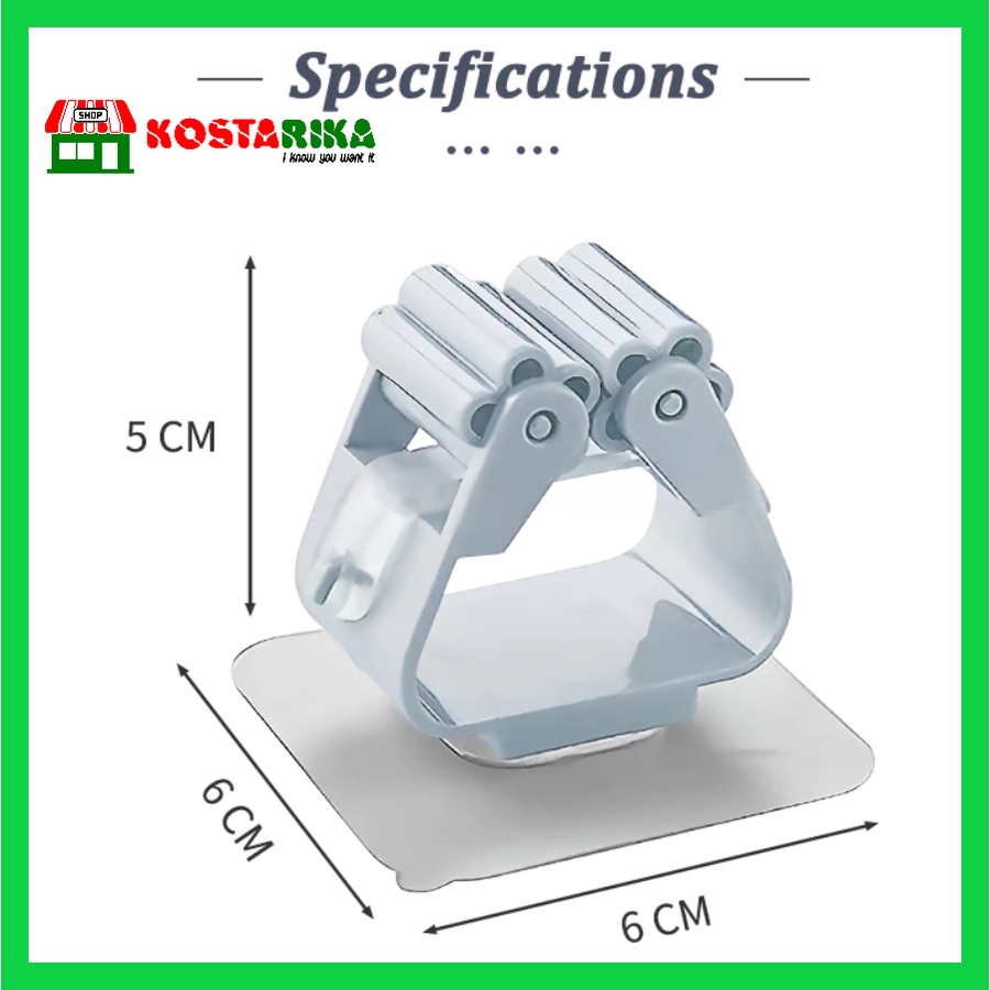 KOSTARIKA Gantungan Sapu &amp; Alat Pel Tanpa Paku Dan Bor Polos Nordik Tempel Dinding