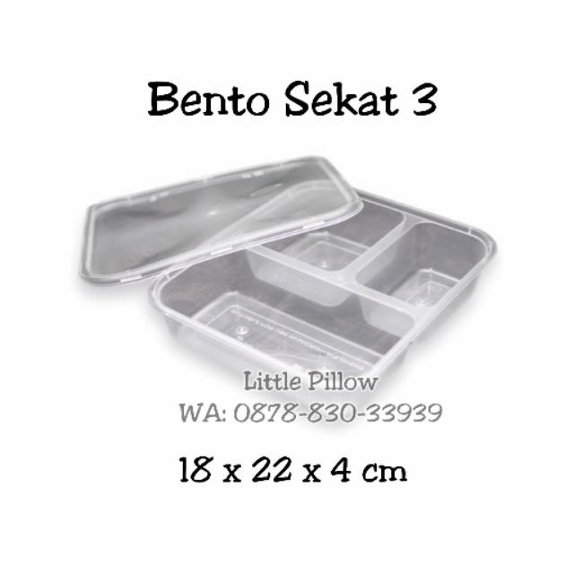 (SEKAT 3 BENING) Bento Box Sekat/Lunch Box Bento Sekat/Kotak Makan Sekat/Bento Plastik