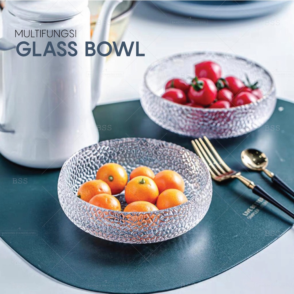 Mangkuk Kaca Glass Bowl Crystal Salad Buah Dessert Sereal Cereal Permen Vintage Retro Gaya Nordic Cantik