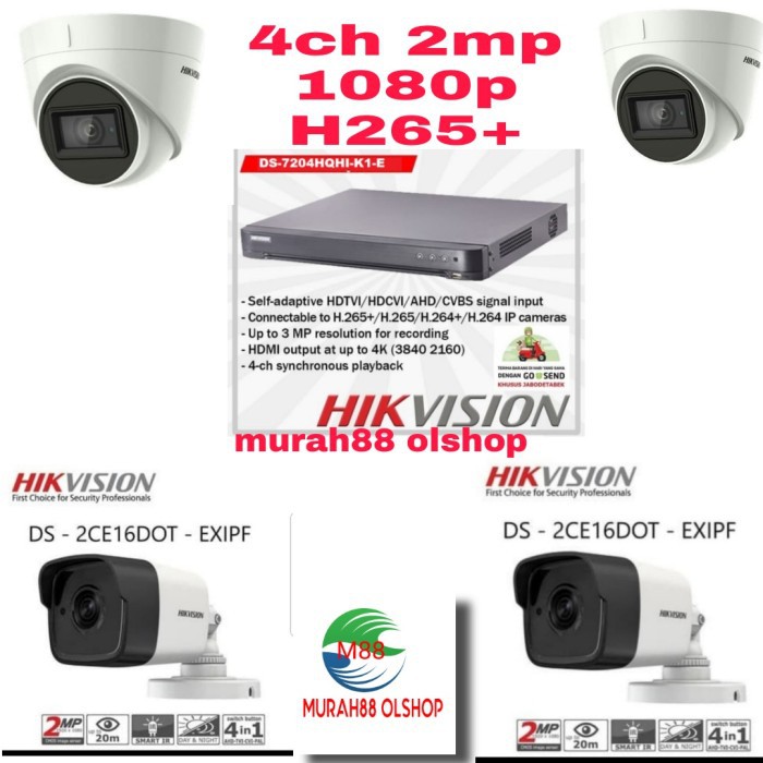 PAKET MURAH CCTV HIKVISION 4CH 1080P 2MP KOMPLIT fuul hikvision