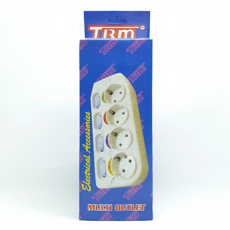 TRM 804 Stop Kontak Arde 4L + Switch (Tanpa Kabel) 4 Lubang + 4 Saklar + 4 Lampu