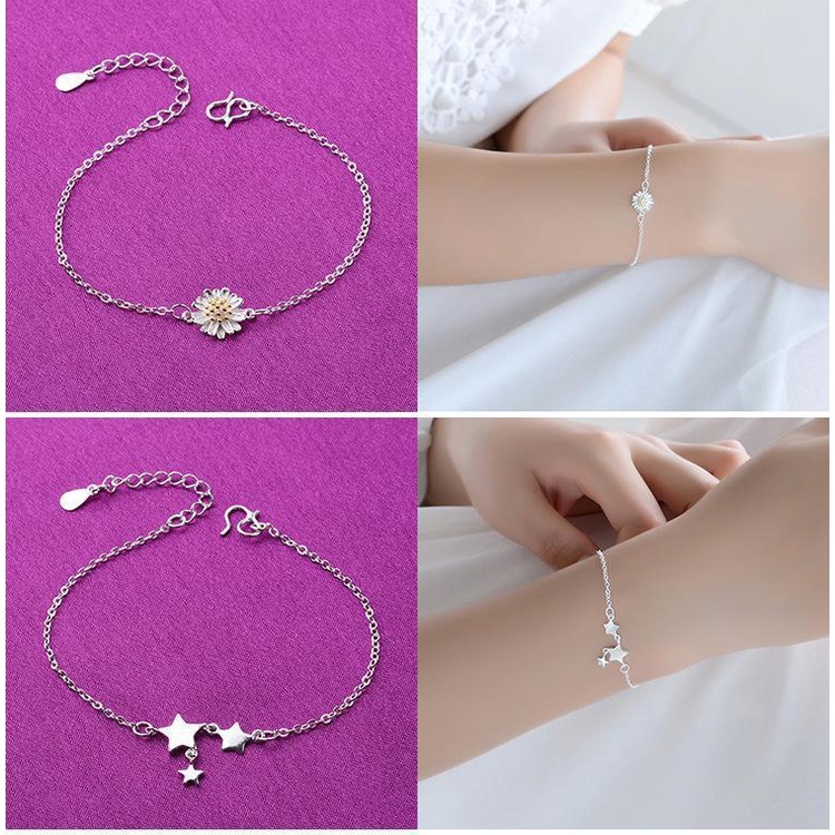 Perhiasan Gelang S925 Silver Bentuk Bulan Bintang Untuk Hadiah Wanita