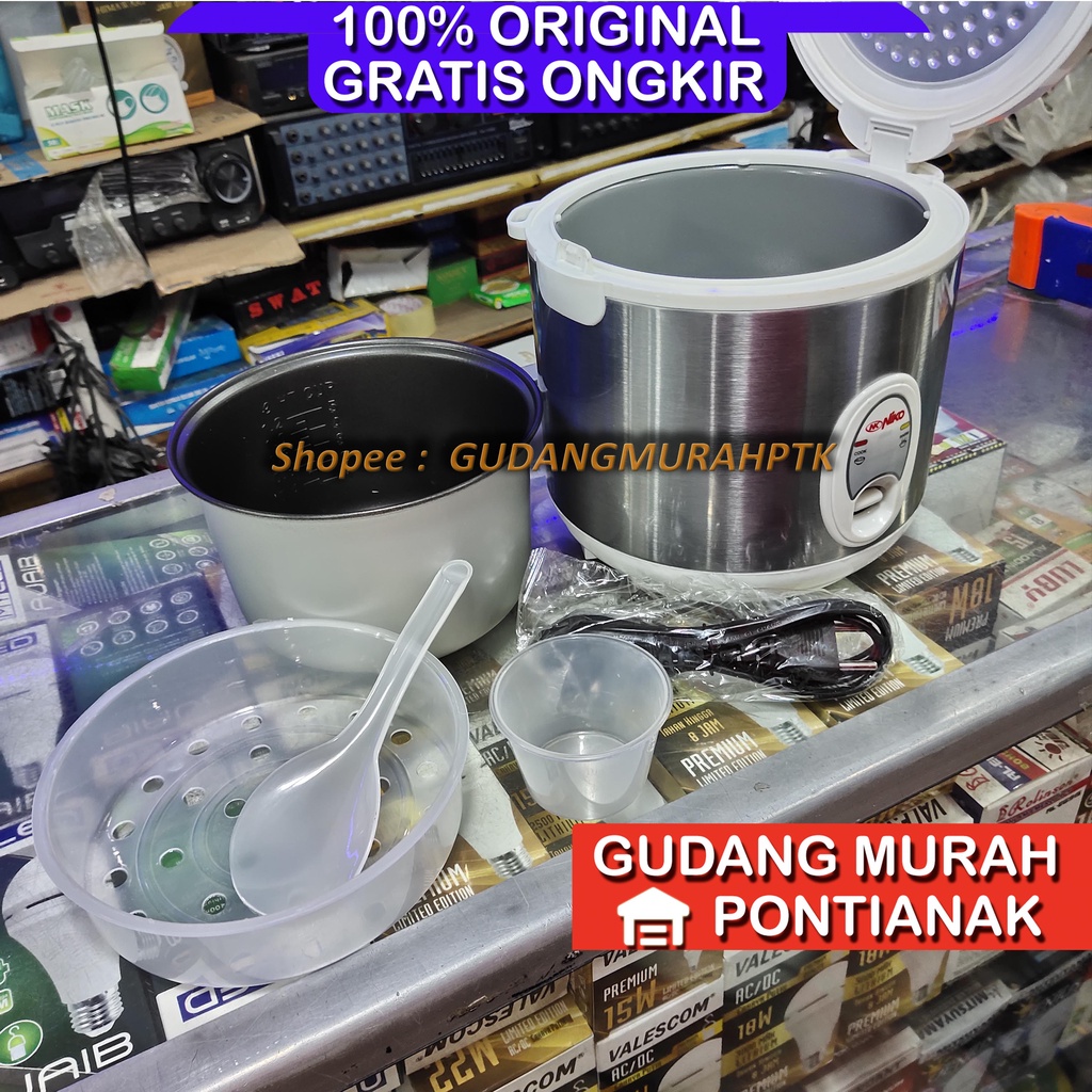 Magic Com niko Motif Silver Putih Polos /Rice Cooker niko NK 12 / penanak nasi 1,2 Liter serbaguna memasak sekaligus menghangatkan