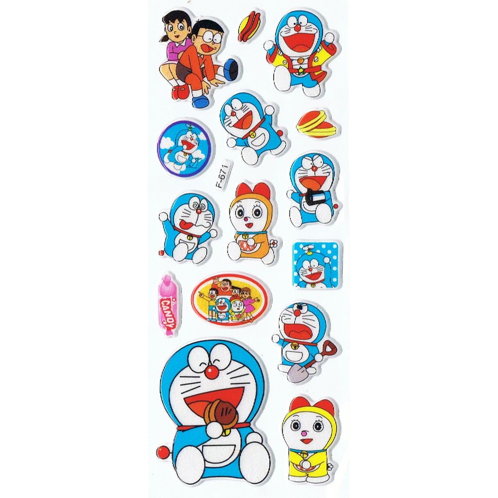 SK284 Stiker Sticker Timbul Strip Aneka Gambar Kartun Anak Doraemon