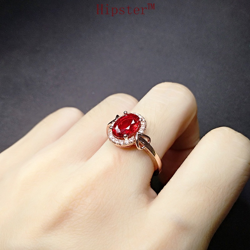 Hot Sale Fashion Trend Inlaid Ruby Rose Gold Ring