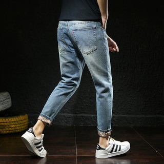  Celana  Jeans Pria  Celana  Denim Robek Celana  Cowok Versi 