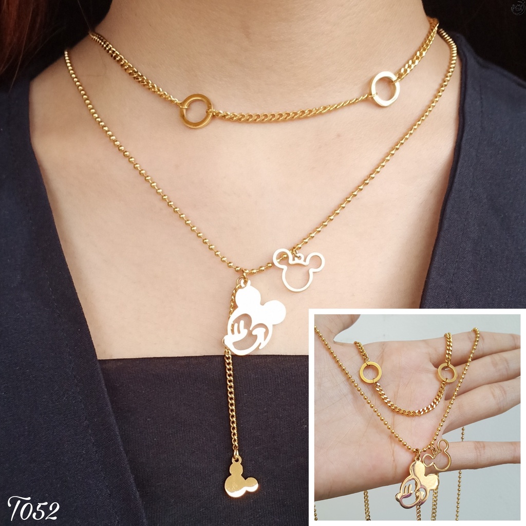 PGX Kalung Titanium Wanita Anti Karat Aksesoris Fashion Perhiasan Premium - T052