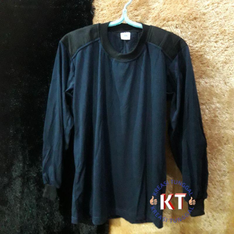 kaos lengan panjang biru dongker kombinasi hitam/baju panjang latihan lapangan/baju kaos pdl penemba