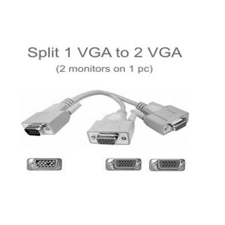 Kabel Vga male to 2 female splitter 2 port 720p NB for monitor tv projector - Cable vga 15 pin d-sub cabang