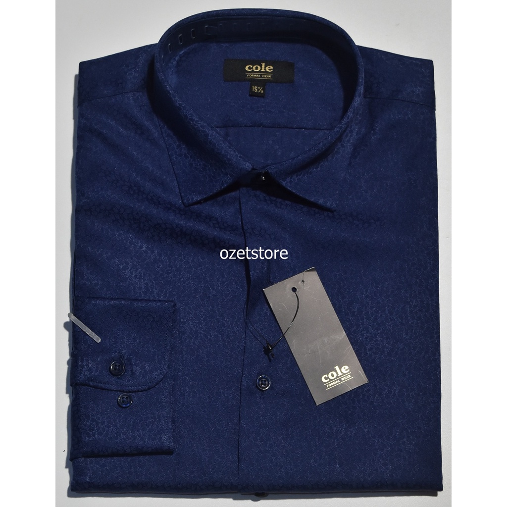 COLE Kemeja Pria Formal Lengan Panjang Navy Slimfit KCS45 ORIGINAL