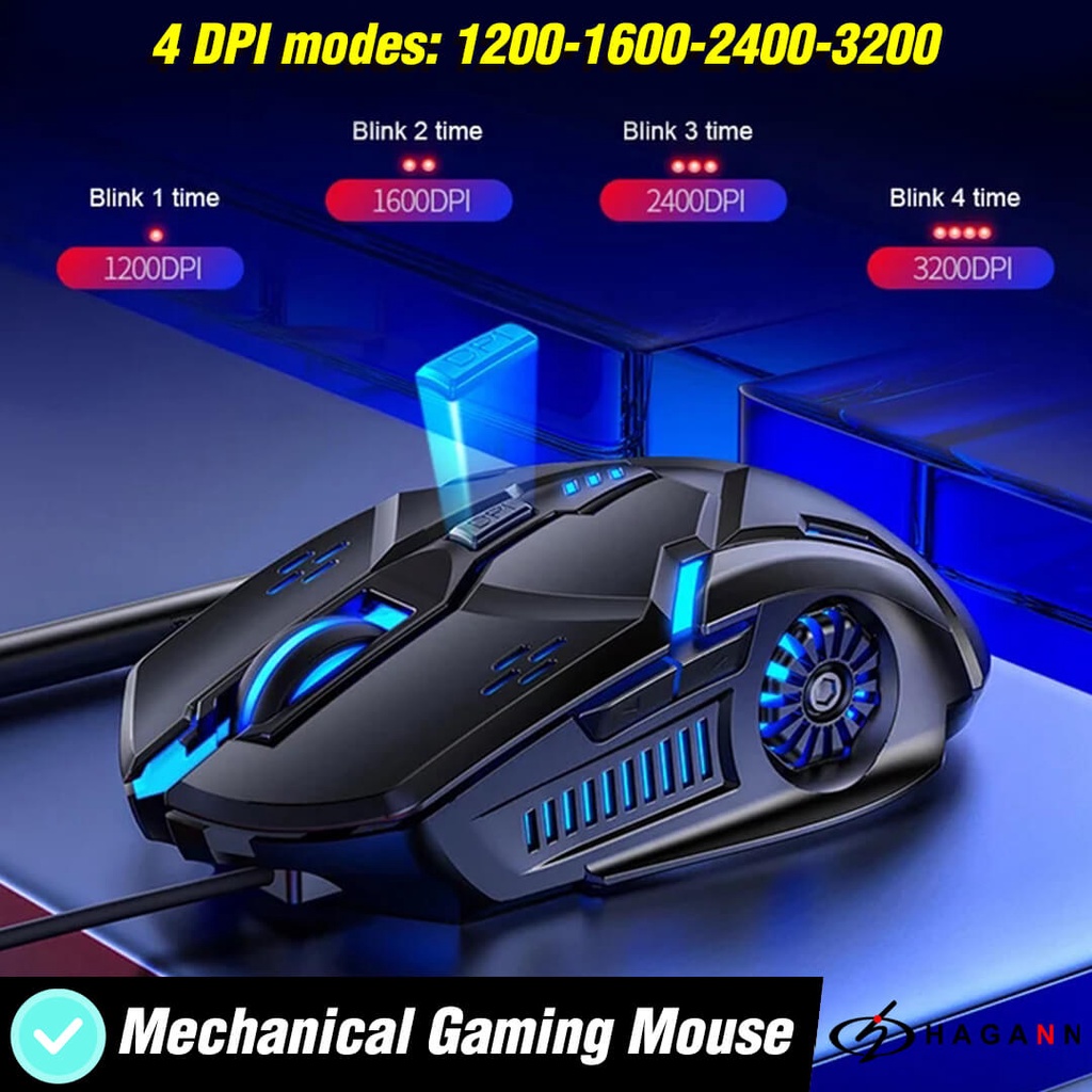 Mouse Gaming Wired Kabel USB Laptop Komputer PC Game RGB LED Murah Unik Ergonomic Up To 3200 DPI