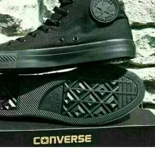  Sepatu Sekolah Converse All Star Full Black Hitam High Tinggi