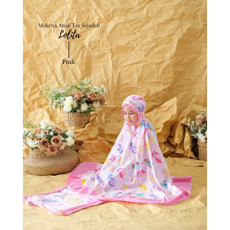 MUKENA ANAK TAS SEJADAH LOLITA PINK MUKENA ANAK PINK LOLITA SET SEJADAH
