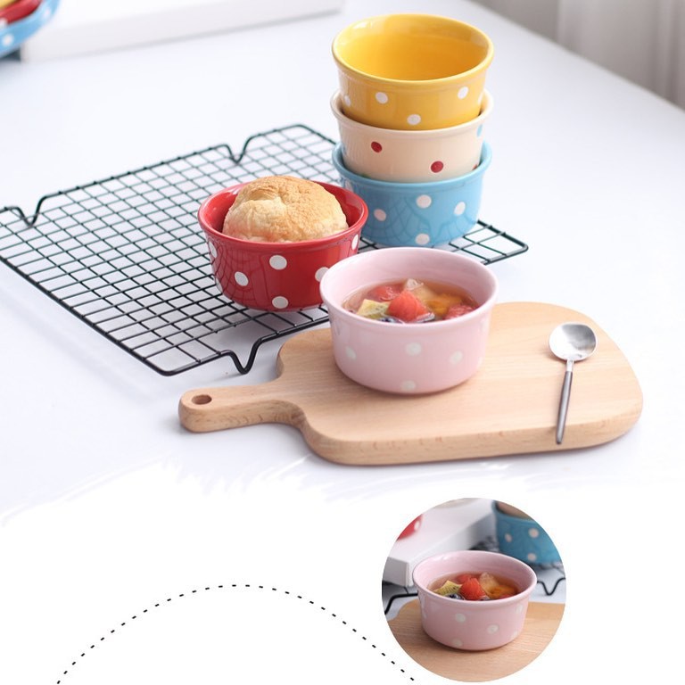 MANGKOK RAMEKIN KERAMIK MOTIF POLKADOT/BOWL POLKADOT/MANGKOK SAUS