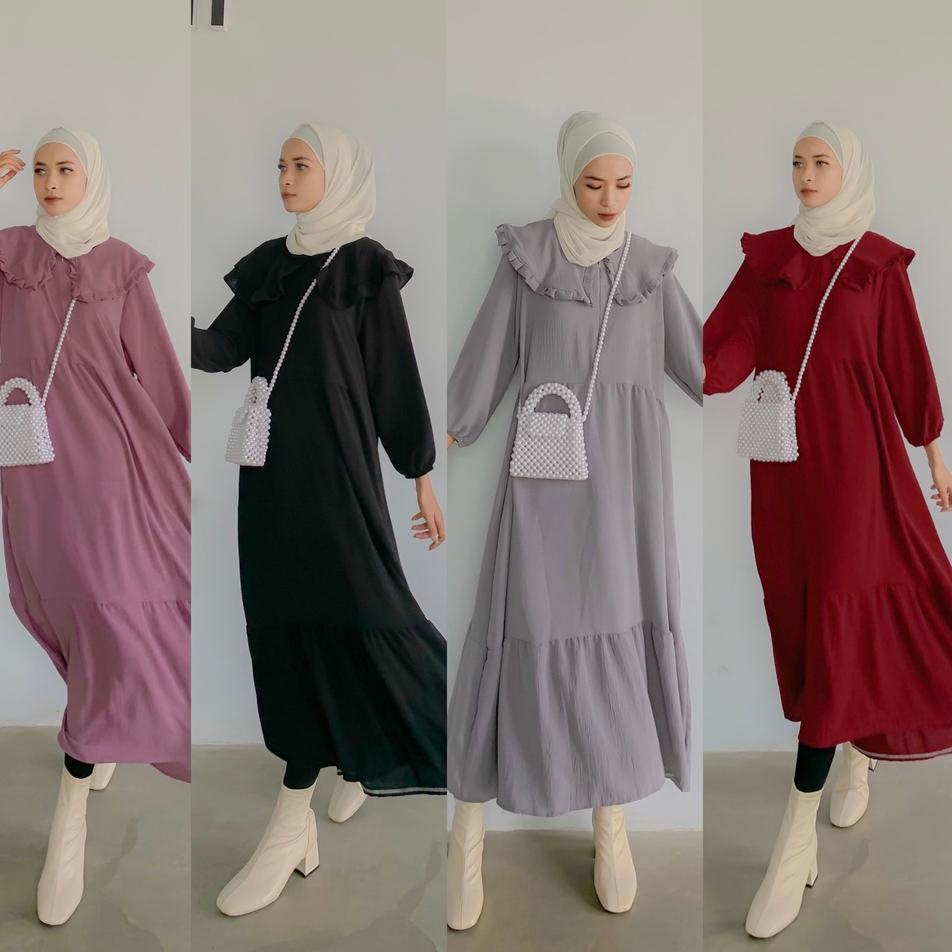 MARITA TUNIK MIDI DRESS POLOS / MASITA MIDI DRESS MUSLIM / MIDI DRESS CREPE PREMIUM | FASHION MUSLIM