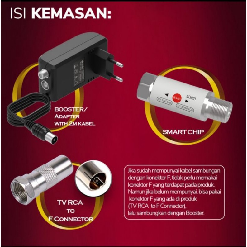 Booster Antena Penjernih TV Splitter untuk 2 TV ATV01