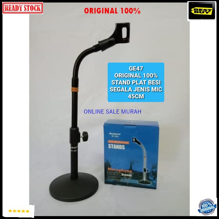 G47 original 100% stand mic meja full besi kaki bulat holder mik table microphone karaoke bundar tempat gantungan mikrophone studio sound pro profesional audio pegangan penopang  BISA SEGALA JENIS MICROPHONE JAMINAN ANTI JATUH FULL BESI  Dimeja pidato Dim