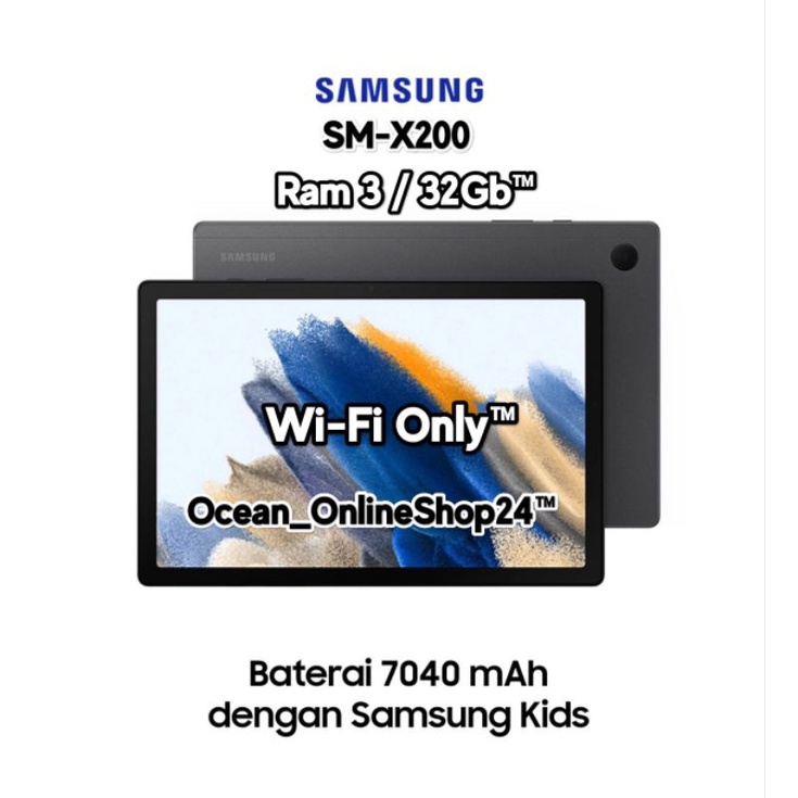 SAMSUNG Galaxy TAB A8 10.5 (2021) RAM 3GB 32GB WIFI ONLY - SPACE GRAY - SM-X200 - 7040mAh - RESMI SE