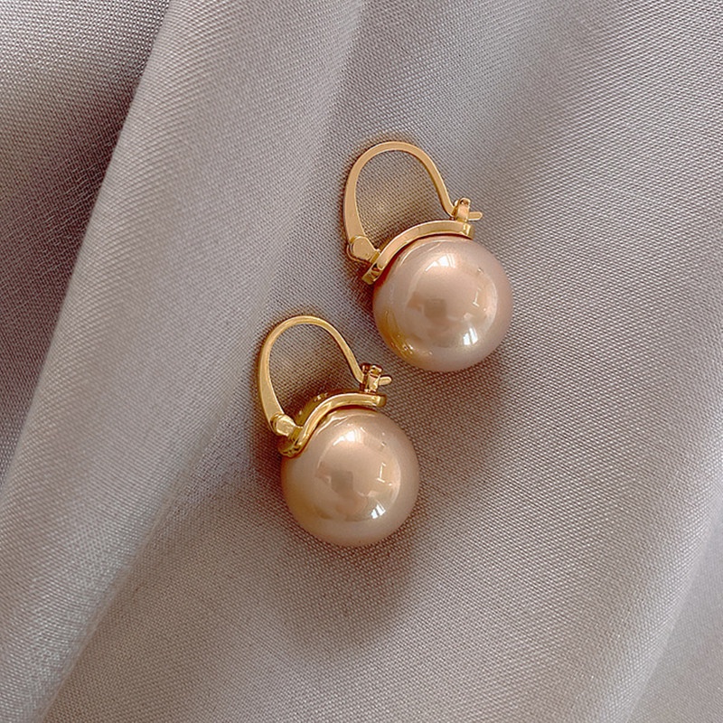 Anting Bulat Huggie Mutiara Zircon Kecil Klasik Elegan Lucu Gaya Korea Untuk Wanita