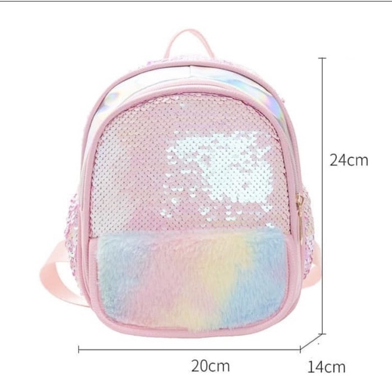 Tas Ransel Sequin Bulu TRU036 backpack anak perempuan tk sd