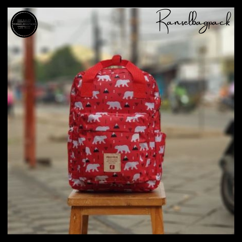 Tas Ransel Wanita - Backpack Punggung Bahu Model Korea Terbaru Murah Bagus Import Lokal Original Simple Fashion Elegan Casual Traveling Sekolah Kuliah Kerja Laptop Kapasitas Besar Waterproof Anti Air Nilon Perempuan Cewek
