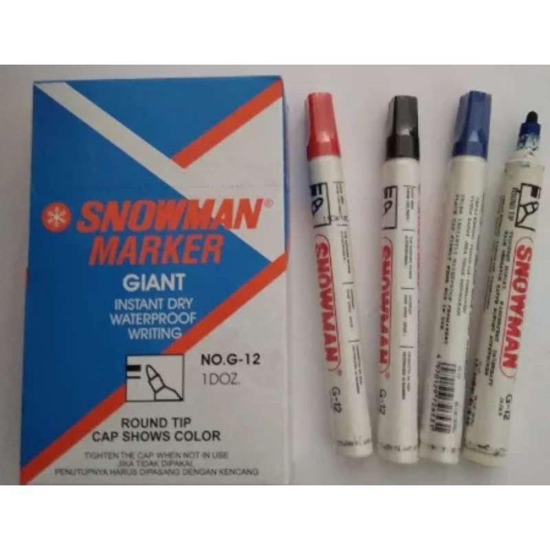 Spidol SNOWMAN MARKER PERMANEN G-12 ( LSN ) HITAM MERAH BIRU