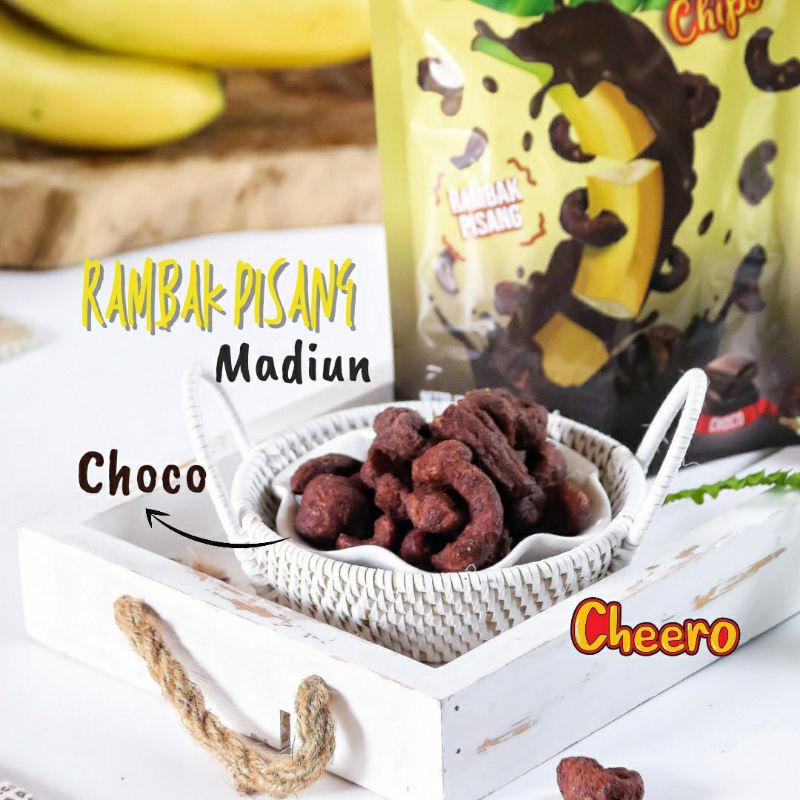 

Cheero Chips Keripik Rampis Rambak Pisang Madiun Banana Crunchy Chips Choco Coklat 100gr Enak Murah