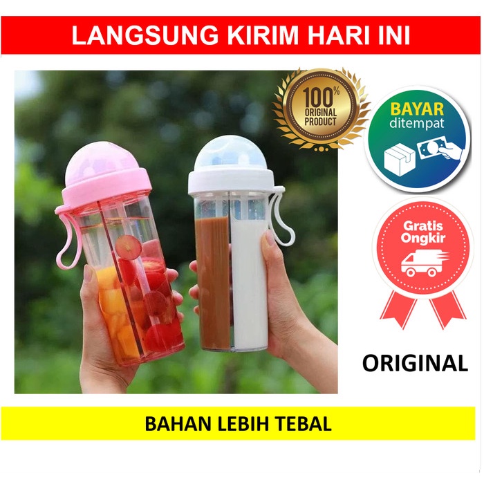 NEW Botol Minum 2 Dua Sisi Viral Tumbler Duet Couple Bottle Travel 600 mL