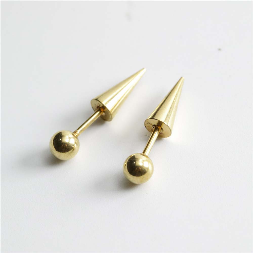 2 Pcs Anting Stud Tindik Bentuk Bola Kerucut Bahan Titanium Steel Warna-Warni Untuk Pria Dan Wanita