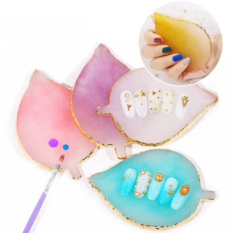 1Pc Natural Resin Nail Color Paint Palette Holder Drawing Nail Art Color Palette for Nail Color Mixing Display Nail Art Tools